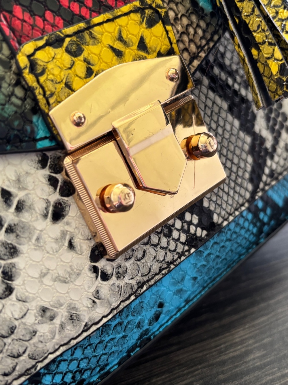 Aldo Glendaa Multicolor Snake-Effect Top Handle Satchel with Tassel SKU 31 - Picture 2 of 11